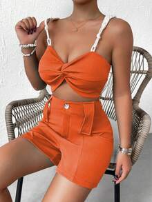 Conjunto Feminino, 2 Peças, Delicado, Moderno, Elegante, Social, Casual, Nova Coleção Envio Nacional, ADD MODA FEMININA EIRELI - Laranja - Visão 4