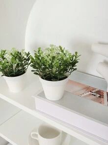 1盆人造盆栽植物,適合放在房間、書桌、架子、浴室進行家居裝飾 - 綠色 - 查看 11