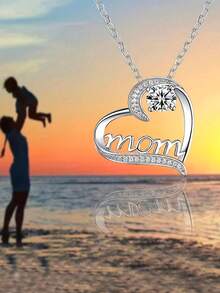 心型項鍊母親節頸鍊附玫瑰禮盒,聖誕節禮物,致敬母親節,聖誕節,情人節,生日,母親,祖母,妻子的完美禮物