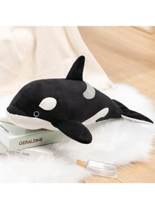 38cm虎鯨填充動物海洋生物毛絨玩具模擬虎鯨毛絨填充動物逼真的海洋生物虎鯨毛絨填充動物兒童禮品 - 黑白 - 查看 7