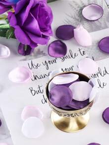 100/200入組婚禮裝飾用聚酯絲綢玫瑰花瓣,紅酒和栗色,適用於接待桌、鄉村裝飾、花童籃、走廊紅地毯、新娘派對 - 紫色和粉紅色 - 查看 6