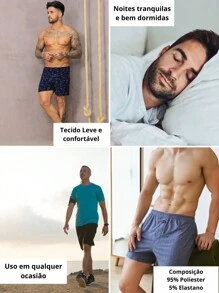 Kit 3  Canção Underwear Comfortable Men's Sleep Shorts Boxer - Assorted Prints And Colors - Nhiều màu - Xem 6
