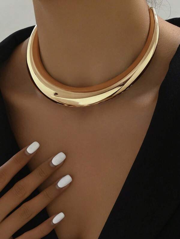 1 Pieza Collar De Metal Simple De Moda Con Detalle Mínimo De Paisaje