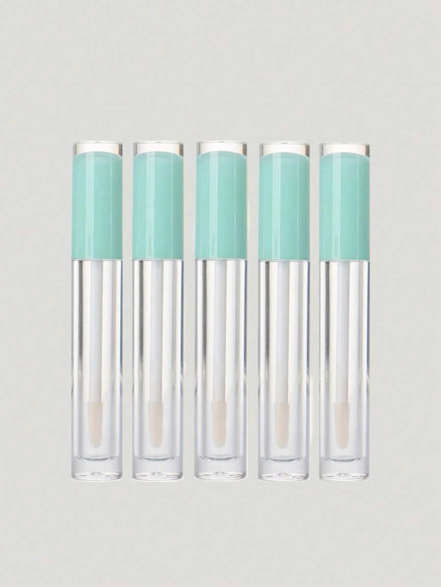 5pcs 5ml Colorful Lip Gloss Tube With Cap, Cosmetic Packaging Container - Mint Green - View 1