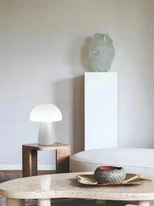 1只usb供電北歐風格玻璃蘑菇桌燈,現代極簡風格,適用於餐廳、臥室、床頭裝飾照明 - 白色 - 查看 2