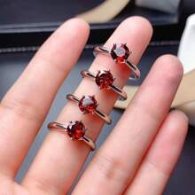 1 件時尚經典設計六爪模擬女式鑽石戒指,簡約設計適合情侶,紅寶石色寶石,開放式戒指風格訂婚、婚禮珠寶、禮物、禮物 - 鑽戒1 - 查看 5