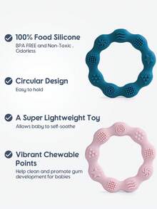 2入組帶環設計的矽膠紓壓咬咬玩具,適用於嬰幼兒 - 彩色 - 查看 4