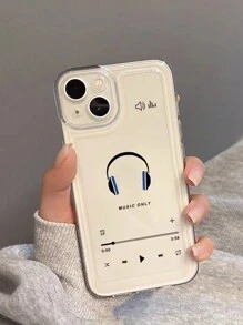 Transparent Silicone Space-Design Phone Case With Earphone Holder, Compatible With IPhone - Multicolor - View 1