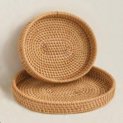 1 件手工编织柳条托盘，日式椭圆形便携式零食水果篮，用于储存、整理、家居装饰、植物烛台托盘、节日装饰、生日派对用品、生日礼物、派对用品、厨房、圣诞节礼物