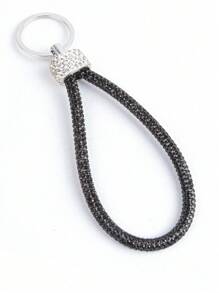 1pc Fashion Full Rhinestone Keychain, Couples Small Gift, Car Key Chain, Home Decor, Car Accessories, Cute Gothic Y2K Style - White - View 9