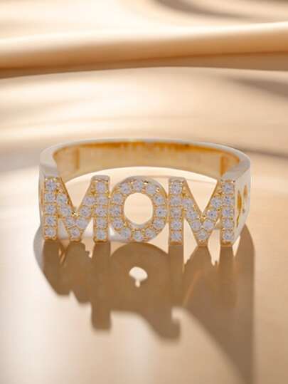 Yayi jewelry 1pc Elegant Zirconia Letter "MOM" Women Fashion Ring Jewelry Suitable For Mother Day Gifts And Daily Wear
