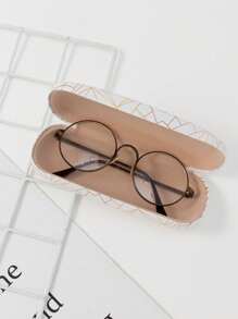 1pc Women's Geometric Printed Glasses Case For Campus Dating Use - Beige - View 3