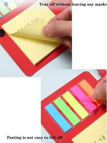 1入組簡易透明便利貼設定和帶撕碎筆的按鈕式pu皮筆記本 - 黑色 - 查看 3