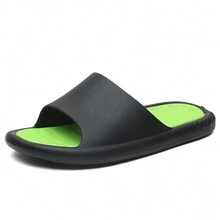 男女通用家居拖鞋，情侶設計，輕便舒適，適用於室內和室外，滑動式涼鞋 - 綠色 - 查看 4