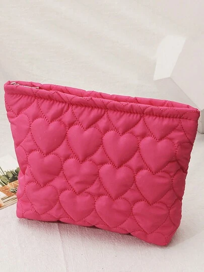 1 Piece Quilted Heart Shaped Clutch Makeup Bag With Removable Insert Makeup Pouch Skincare Bag Toiletry Bag Large Capacity Cosmetic Case For Lipstick, Women's Travel Bag Makeup Storage Mom Gifts,Birthday Gifts,Gifts For Friends And Teachers,Home Decor,Bathroom Living Room Bedroom Decor,Bathroom Organizer,Jewelry Organizer,Lip Oil Organizer,Nail Polish Organizer Makeup Bags Makeup Organizer Make Up Organizer Make Up Bag