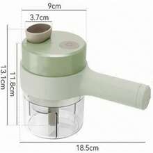 Picadora Eléctrica Portátil 3 en 1 Recargable USB-C con Cuchillas de Acero Inoxidable para Picar, Rebanar y Moler Ajo, Verduras y Carne - Verde - Ver 11