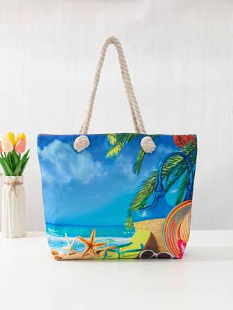 Nouveau sac fourre-tout de vacances décontracté imprimé, sac d'école, grande capacité, portable, pour adolescentes femmes étudiantes universitaires, travailleurs du col blanc, parfait pour le travail, retour à l'école, collège, vacances