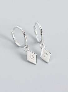 1 Paire de Boucles d'oreilles étoile à huit branches en strass d'argent S925, Boucles d'oreilles simples élégantes et polyvalentes pour femmes