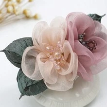 1pc Random Korean Style Flower Hairnet For Professional Hairstyles, Stewardess, Nurse, Hair Clip For Women'S Updo - Multicolor - View 4