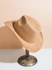 1pc Men's Fashionable Solid Color Soft Chamois Cloth Brimmed Hat, Perfect For Outdoor Activities And Decoration - Camel - View 2