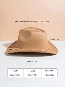 1pc Men's Fashionable Solid Color Soft Chamois Cloth Brimmed Hat, Perfect For Outdoor Activities And Decoration - Camel - View 5