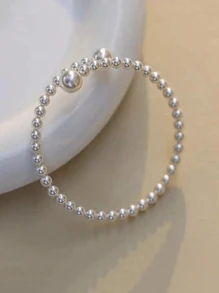 1只奢華高貴淑女風格人造珍珠手環,法式復古設計簡單百搭 - 串珠 - 查看 3
