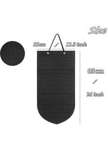 1個掛牆式毛氈珠寶展示收納袋,可放耳環、唇環、眉環、胸針、獎章等,多功能展示架 - 黑色 - 查看 3