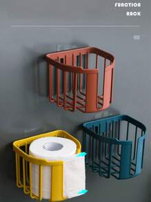 One Piece Pp Yellow Paper Towel Storage Basket Punch-Free Bathroom Paper Towel Storage Rack Bedroom Multi-Functional Hand Roll Paper Pumping Paper Miscellaneous Storage Basket Household Simple - Yellow - View 3