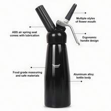 鋁製打奶油器,500毫升不銹鋼奶油打蛋器,適用於餐廳使用,耐用性高 - 黑色 - 查看 5