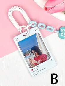 1個學生證、透明相片卡用對話氣泡設計的亞克力卡套,diy配件,包括鑰匙扣、彈性繩和鏈子吊飾 - 彩色 - 查看 4