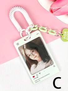 1個學生證、透明相片卡用對話氣泡設計的亞克力卡套,diy配件,包括鑰匙扣、彈性繩和鏈子吊飾 - 彩色 - 查看 5