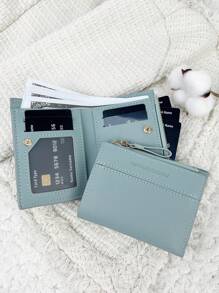 SOUTHLAND&KANGAROO Detalhe de carta Carteira dobrável sobre bolso pequena carteira feminina fina leve portátil porta-cartão de crédito porta-chaves carteira curta fofa moderna moda para presente de aniversário aniversário mulheres meninas senhora negócios para aniversário para dia dos namorados para presente de aniversário para casal para meninas para senhora para bolsa feminina material escolar para dormitório escolar e volta às aulas para mulheres carteira bolsa carteira pequena carteira - Azul - Ver 2