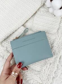 SOUTHLAND&KANGAROO Detalhe de carta Carteira dobrável sobre bolso pequena carteira feminina fina leve portátil porta-cartão de crédito porta-chaves carteira curta fofa moderna moda para presente de aniversário aniversário mulheres meninas senhora negócios para aniversário para dia dos namorados para presente de aniversário para casal para meninas para senhora para bolsa feminina material escolar para dormitório escolar e volta às aulas para mulheres carteira bolsa carteira pequena carteira - Azul - Ver 3