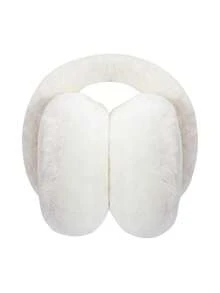 冬季保暖耳罩 - 可折叠蓬松耳罩带头带，加厚毛绒耳罩，适合男孩女孩和儿童旅行、骑行和其他户外活动 - 白色 - 查看 2