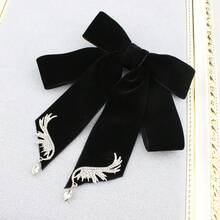 1只黑色絨面和鑽石翼形蝴蝶領結適合女性,適用於日常穿著,派對 - 黑色 - 查看 6