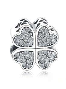 HuooNew 1pc prachtige zirconia decor klaver ontwerp zilver DIY kraal voor vrouwen voor DIY sieraden maken