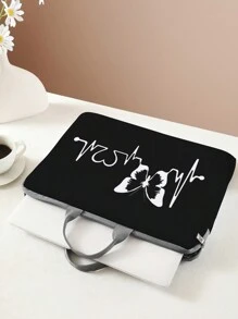 Hand-Painted Puppy And Butterfly Pattern Printed Laptop Bag Classroom Laptop Bags Classroom Bags Teacher Storage Bags Classroom Organizer Bags Back To School For School For Tablet Back To School Supplies Laptop Cover Laptop Sleeve Laptop Bags & Cases School Essentials - Black and White - View 4