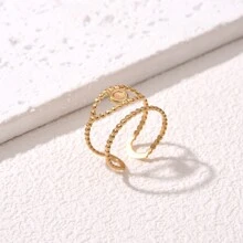 1pc Fashionable Simple Gold Stainless Steel Eye Ring - Eye Pupil Ring - View 1