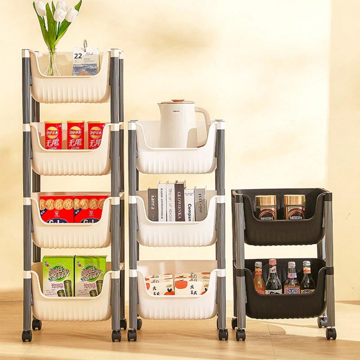 Multilayer Freestanding Storage Rack With Wheels For Garden, Bedroom, Home Use SHEIN UK