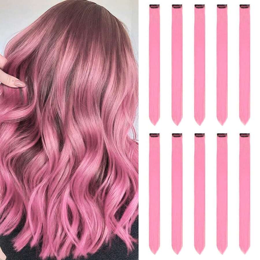 10入組多色染色髮片,適用於聚會、彩虹髮婚禮和萬聖節,適合女孩、女性和孩子,作為禮物（彩色組合）
