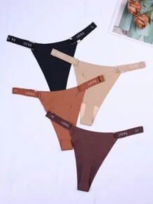 瑜伽 4 件套 女士字母印花腰带性感丁字裤内裤 - 彩色 - 查看 8