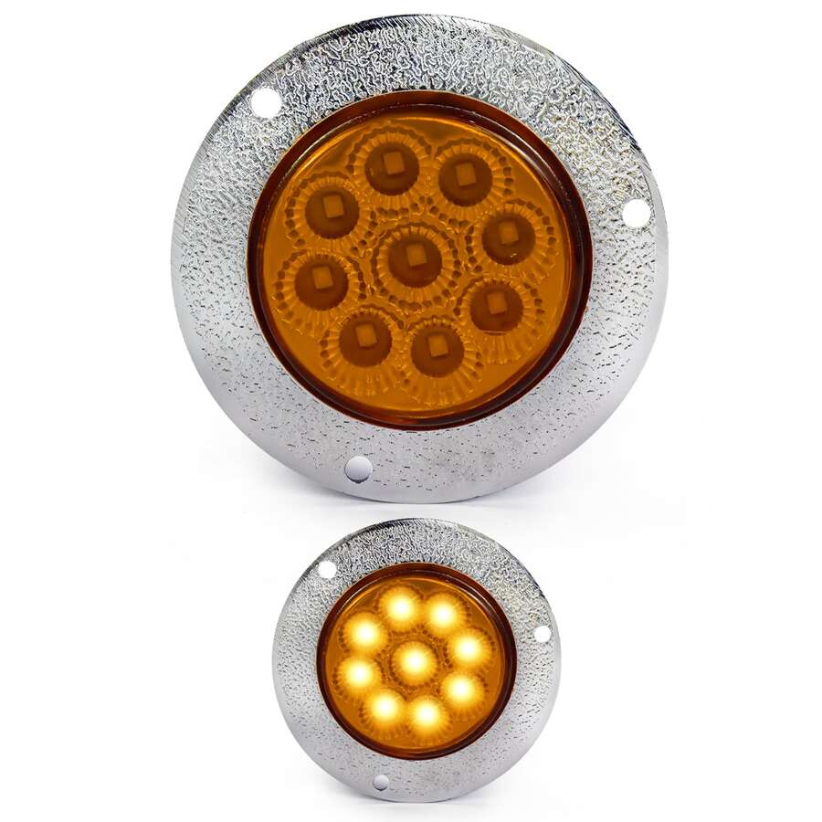 Round Ceiling Light 9 Led 2 Inch Universal Chrome Base 12-24v - Yellow - View 1