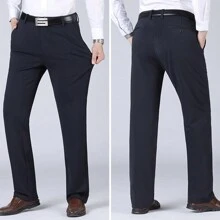 Pantalón De Vestir Casual Con Bolsillos - Azul Marino - Ver 5