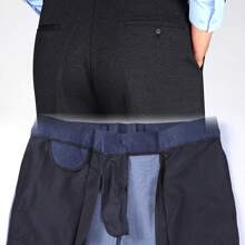 Pantalón De Vestir Casual Con Bolsillos - Azul Marino - Ver 3