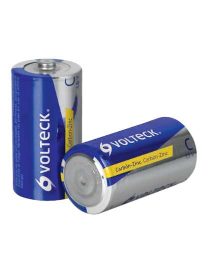 Blíster con 2 pilas zinc-carbón tamaño C, Volteck ZI-C