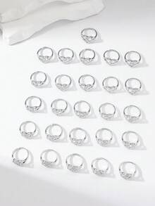 1 cái Đúng mốt Và Đơn giản Tim 26 Lá thư Nhẫn Có thể điều chỉnh Của phụ nữ Cuộc sống hàng ngày - Bạc - Xem 2