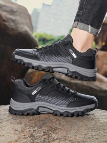 男士大碼休閒運動鞋戶外徒步旅行鞋 - 黑色 - 查看 5