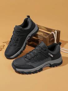 男士大碼休閒運動鞋戶外徒步旅行鞋 - 黑色 - 查看 4