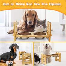 1pc Wooden Pet Dining Table Food Bowl Rack Wooden Dog Food Bowl Rack Pet Bowl Rack Cat And Dog Food Bowl Pet Feeding Rack - View 6