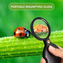 6入裝摺疊式小型口袋放大鏡,10倍兒童小放大鏡,閱讀輔助放大鏡,口袋放大鏡,用於閱讀書籍,檢查卡片,手工藝（50毫米,黑色） - 黑色 - 查看 5